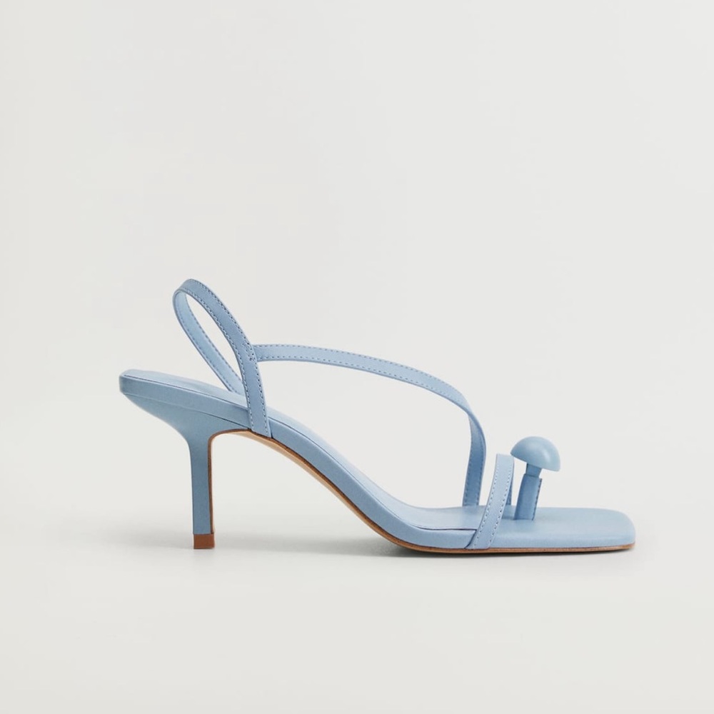 NWT Mango Leather Strap Sandals Sky Blue